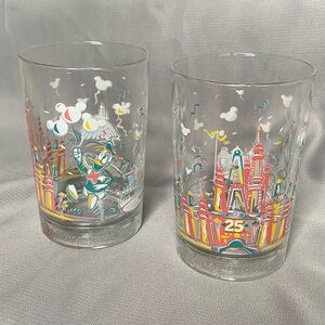 Disney 25th Anniversary Glasses Set of 2 McDonald’s Collectable Glasses